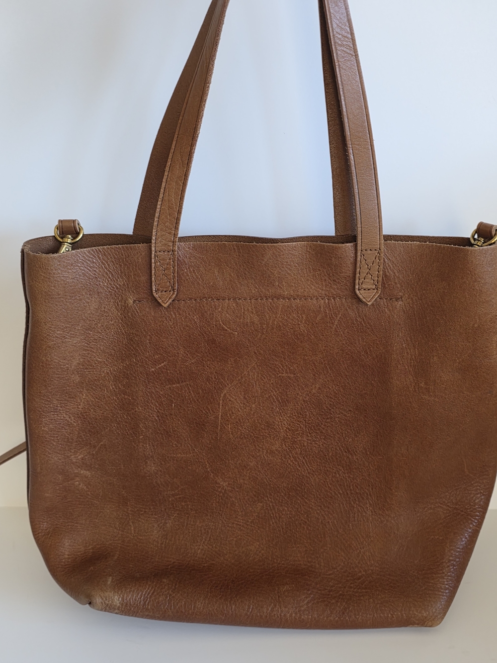 Madewell English Saddle Brown Leather Transport Tote with Crossbody Strap - Picture 3 of 6